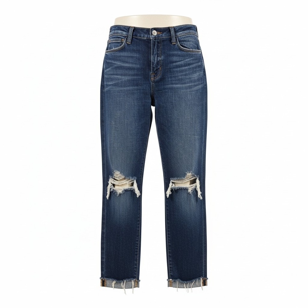 L'AGENCE Rachel Slim High Rise Destructed Cropped Jeans Blue 25 2461ROMD
